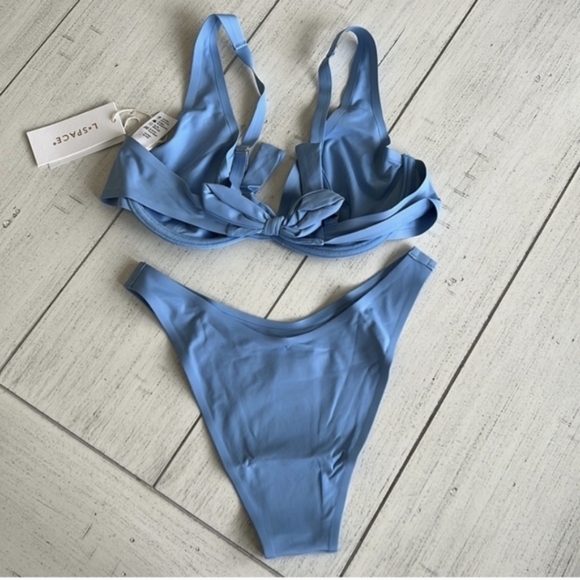 L*Space Seamless Alana Fused Cabana Bikini Set Aura Blue - Picture 4 of 8